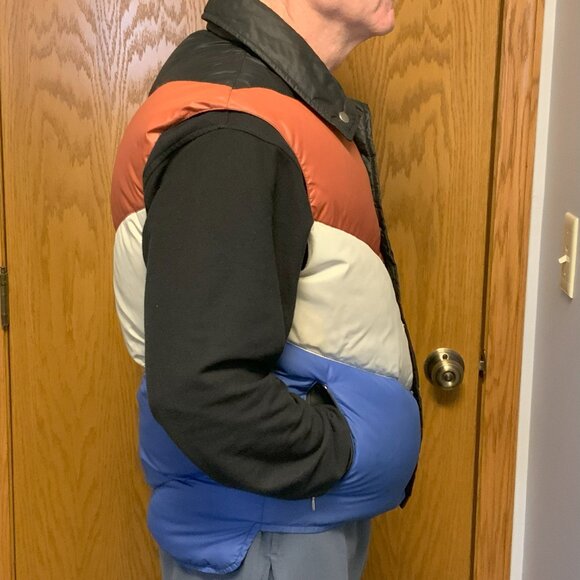 Campus - Vintage Down Filled Vest Jacket Rust, Light Gray & Blue - Picture 4 of 11